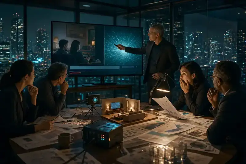 Experts examine the evidence behind a connected-TV measurement standard in a glass-walled night briefing.